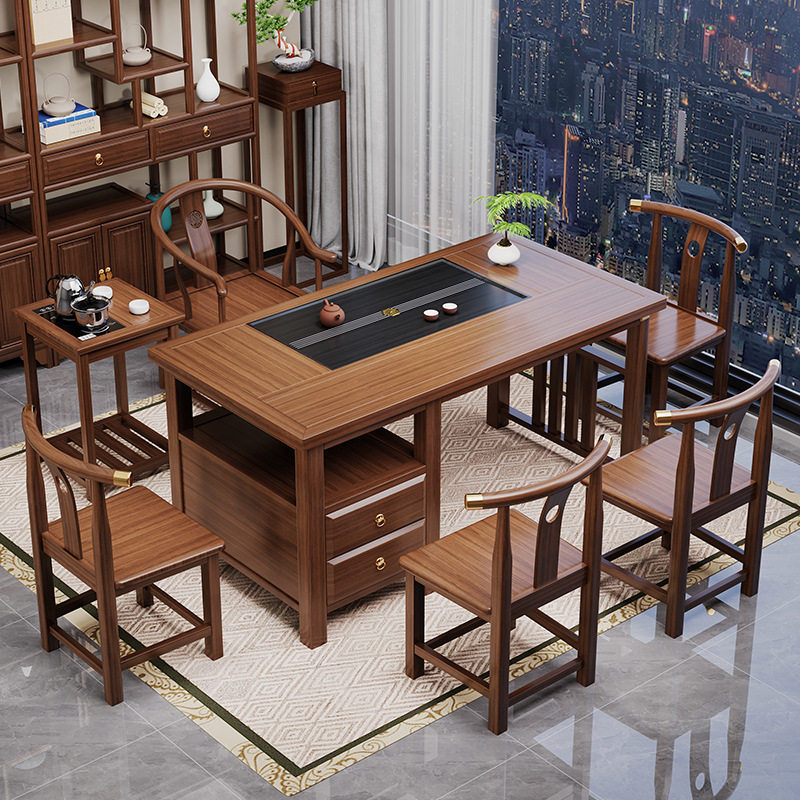 新中式实木茶桌椅组合阳台办公室泡茶台家用小户型茶具茶台一整套