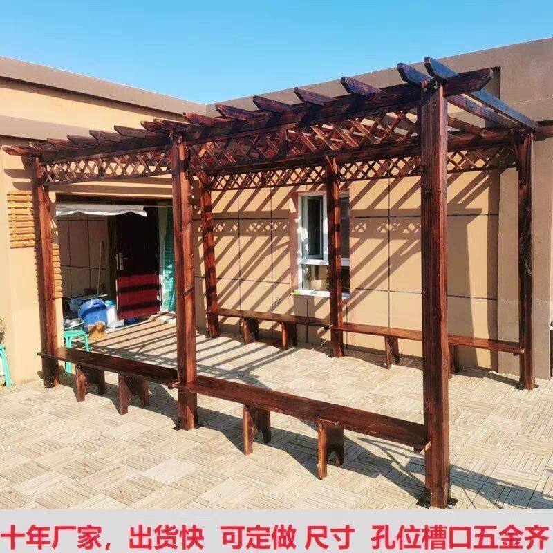 户外庭院葡萄架碳化葡萄架花架走廊别墅室外庭院实木亭子凉亭花园