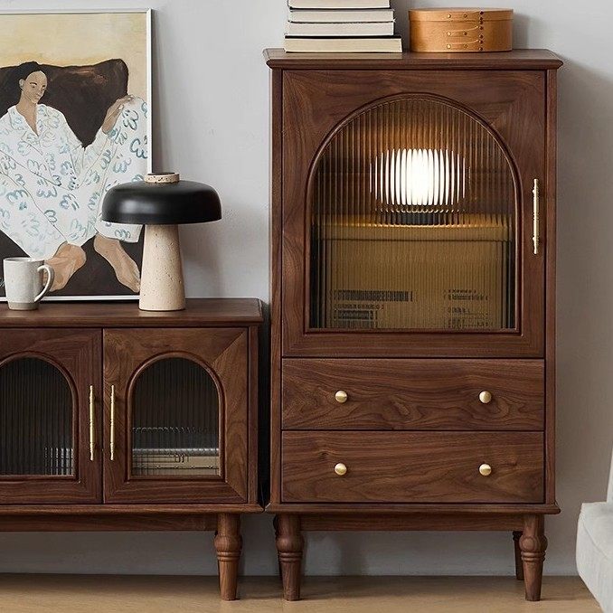 北美黑胡桃木实木酒柜书柜电视柜边柜客厅家用储物柜收纳柜展示柜