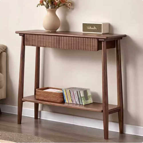 北欧实木黑胡桃木玄关桌现代简约玄关供桌走廊条桌入户樱桃木供桌