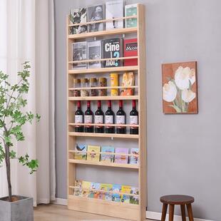 实木儿童书架门后置物架超薄家用书架挂式墙上多层收纳架置物架厂