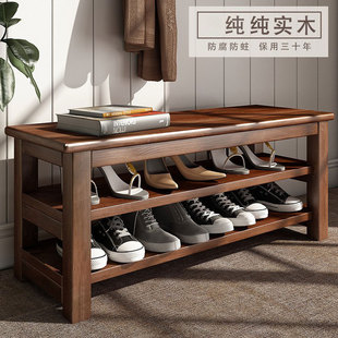 北欧实木门口换鞋凳鞋柜可坐式家用进门入户门穿鞋凳子全实木鞋架