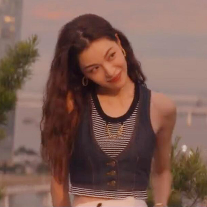 灿烂的风和海陈嘉慧同款钟楚曦黑白条纹毛衣针织背心女短款春夏季