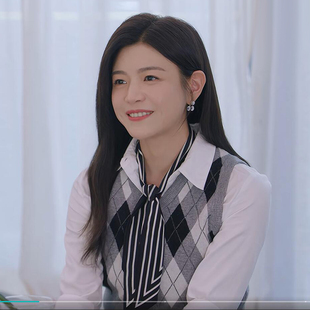 狙击蝴蝶同款陈妍希岑矜灰白色菱格子毛衣马甲背心针织衫内外穿搭