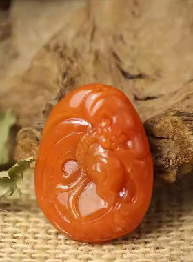 云南保山南红玛瑙福来挂件