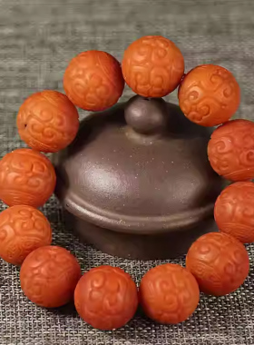 自然云南保山南红玛瑙回纹珠手串