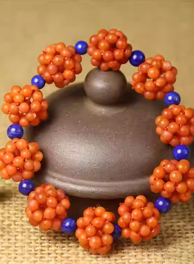 自然保山南红玛瑙珠花手串