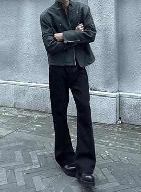 DM Tenacious cleanfit黑色牛仔裤纯色宽松休闲简约复古微喇裤男