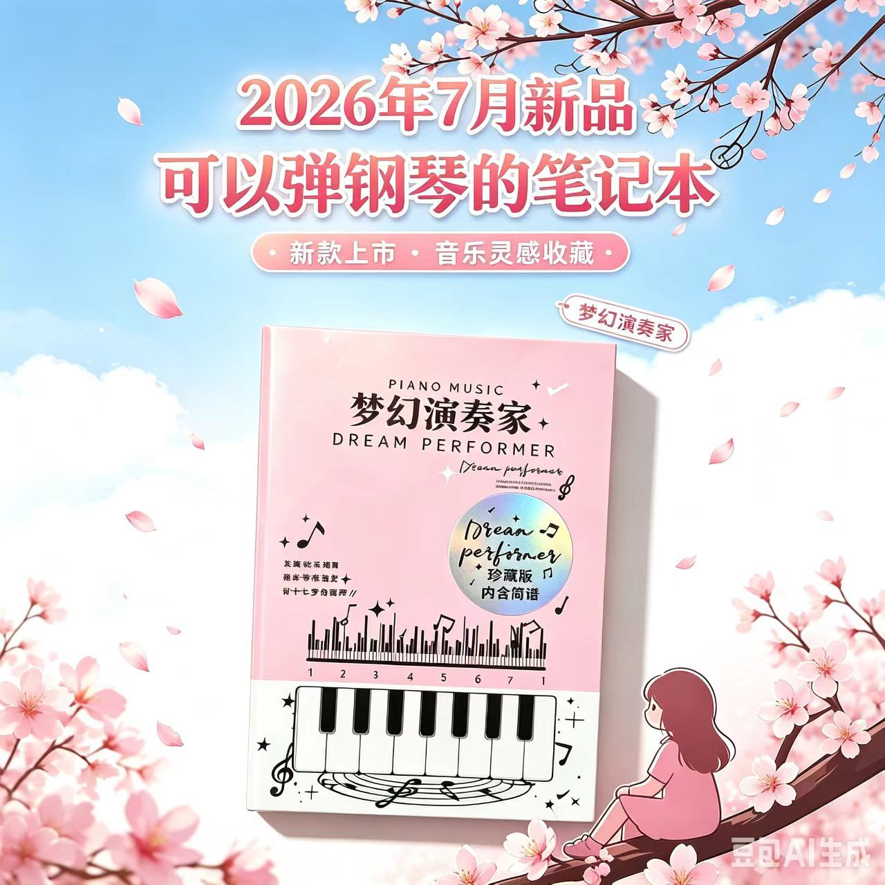 新款梦幻演奏家钢琴本文创笔记本可书写记事手账本创意加厚封面