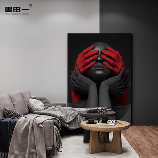 服装商场挂画现代简约男士服装店个性艺术小众红黑时尚镜面装饰画