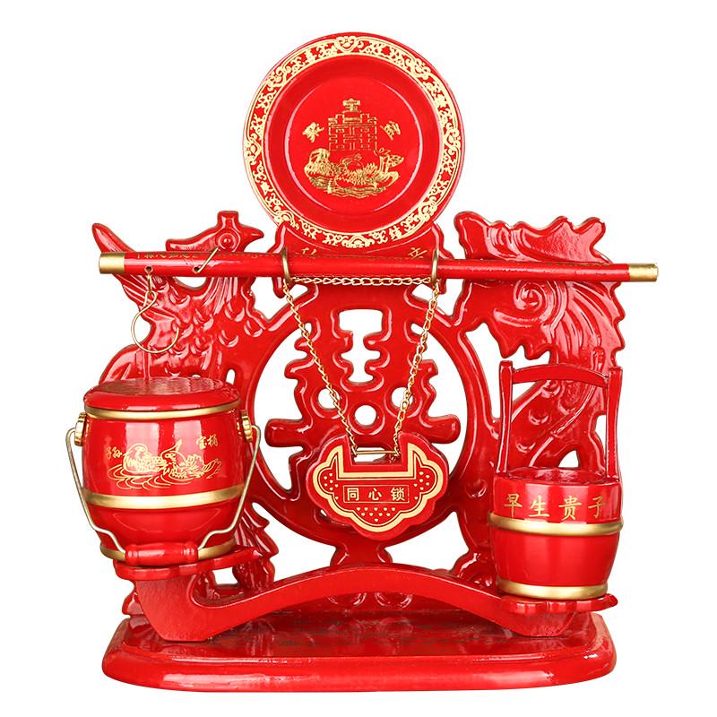 结婚子孙桶三件套装称心如意摆件备婚庆用品大全新娘陪嫁娘家嫁妆