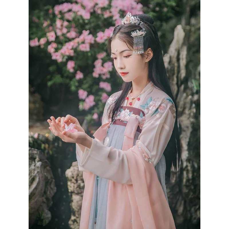 새로운 HANFU 여성 하이 웨이스트 가슴 길이 스커트 RU 봄