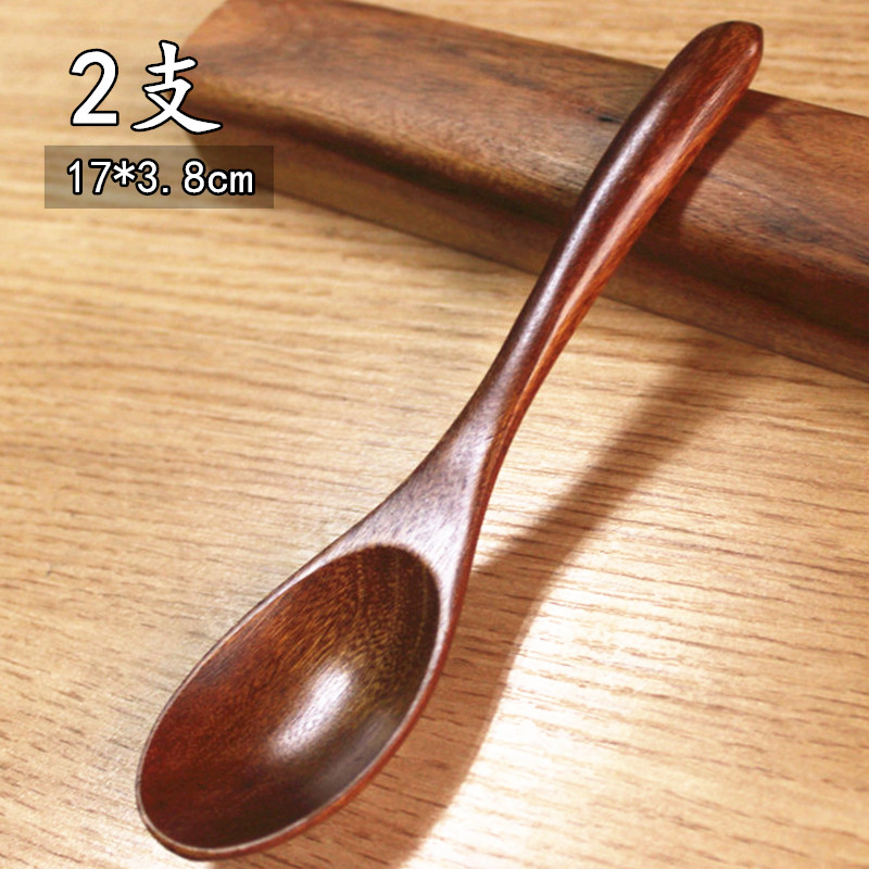 2支 实木勺子调羹木勺子家用小号粥勺儿童勺木质餐具日式汤勺汤匙