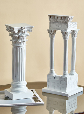 欧式罗马建筑物摆件客厅电视柜装饰品希腊古城神庙雕塑模型罗马柱