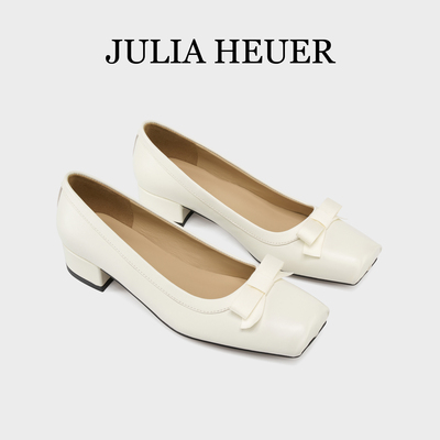 Julia Heuer朱莉亚赫尔 女士蝴蝶结方头单鞋高跟浅口时尚女鞋