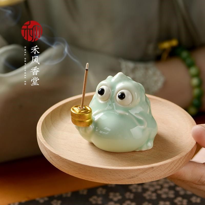 中式招财金蟾陶瓷线香香插创意手工家用茶台小摆件檀香沉香线香炉,家居饰品,香托/香盘/香座/香插,淘宝优惠券,粉丝福利购,淘宝优惠卷