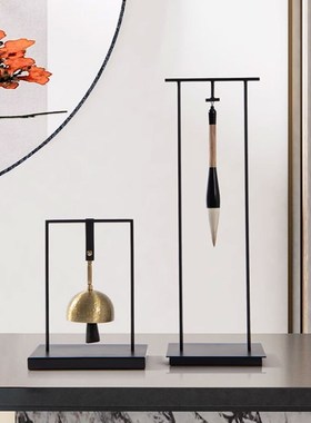 新中式书法书桌摆件文房四宝毛笔架笔挂禅意书柜民宿软装饰品摆件