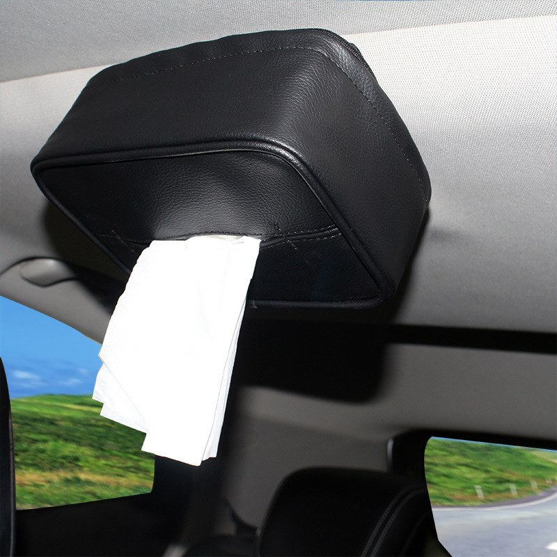 磁吸式车载纸巾盒亮色pu皮革强磁吸顶车载抽纸盒挂式纸巾抽纸包