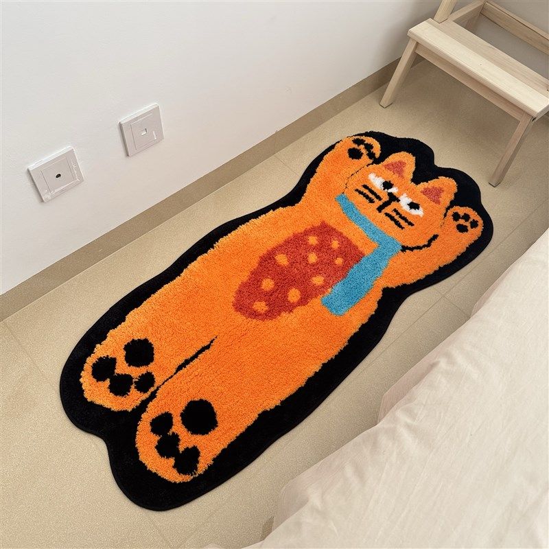 卡通可爱猫咪2025新款家用异形色线编织软地毯儿童房间卧室床边毯,居家布艺,床边毯,淘宝优惠券,粉丝福利购,淘宝优惠卷