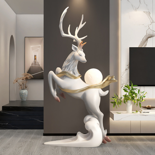 大型鹿客厅落地摆件沙发电视柜旁轻奢高级感艺术装 饰开业乔迁礼品
