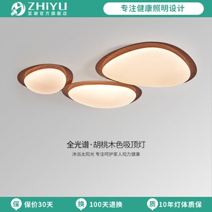 至御中古风客厅吸顶灯覆古胡桃木色卧室灯创意个性 书房主卧室灯