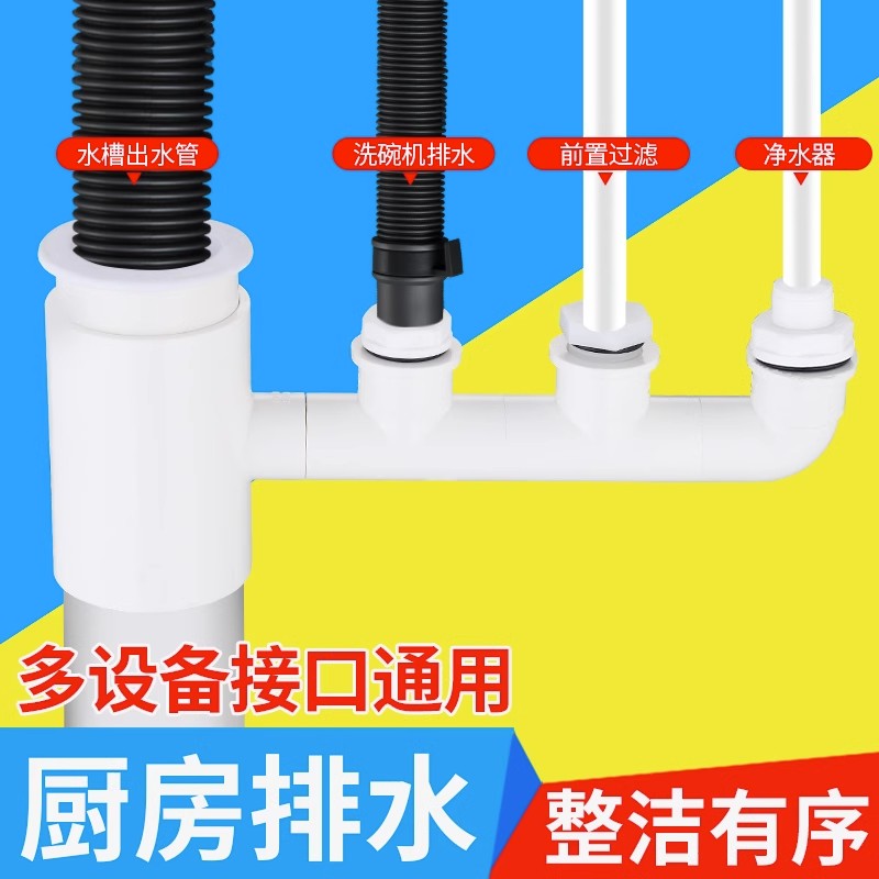 厨房水槽小厨宝排水管洗碗机