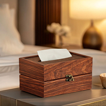 复古高级感纸巾盒家用客厅餐巾纸抽盒酒店饭厅实木卫生纸盒收纳盒