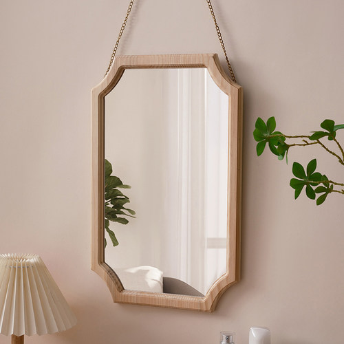 免打孔梳妆镜长方形实木