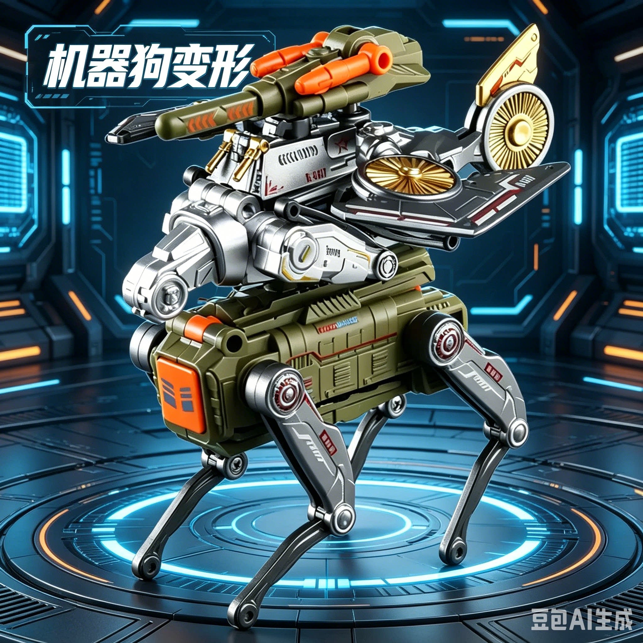 AI变形机器狗重涂版模型星变战神潮玩军事机器人男礼物儿童玩具