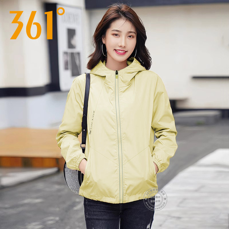 361度运动风衣女2026年春季新款连帽梭织外套女士跑步健身服上衣