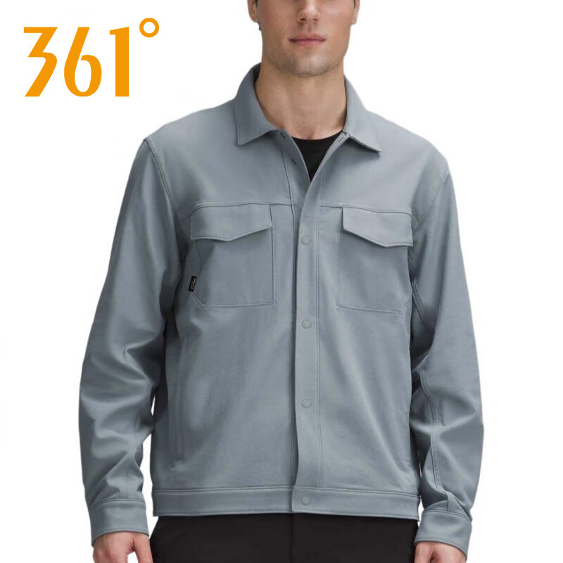 361度抗皱工装夹克男士2026春季新款落肩衬衫式翻领针织外套男装
