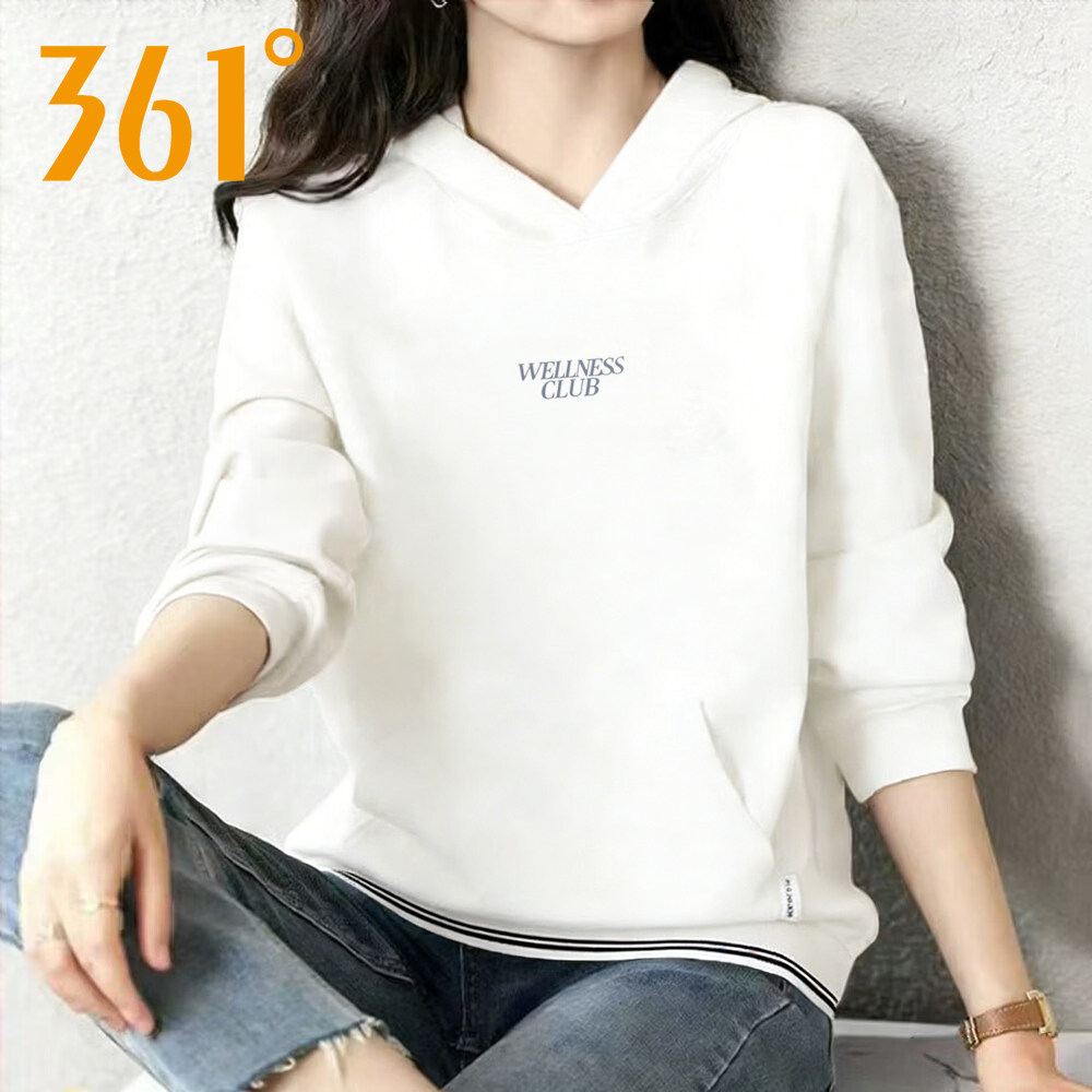 361度连帽套头卫衣女2026秋季新款休闲帽衫女士运动长袖针织上衣