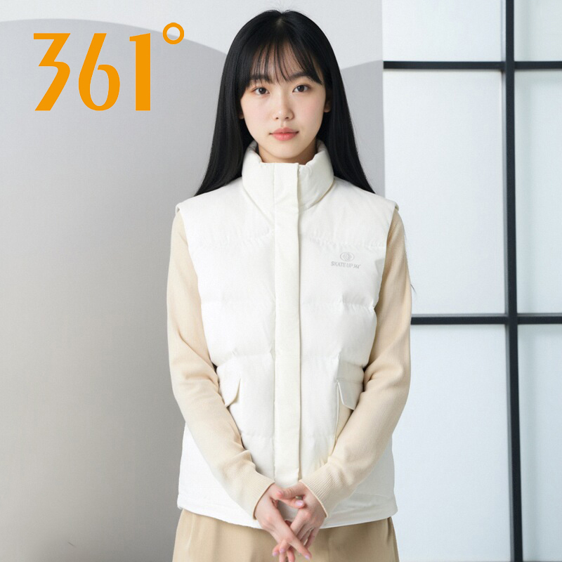 361度轻薄羽绒服马甲女短款冬季新款立领保暖马夹鸭绒运动外套女