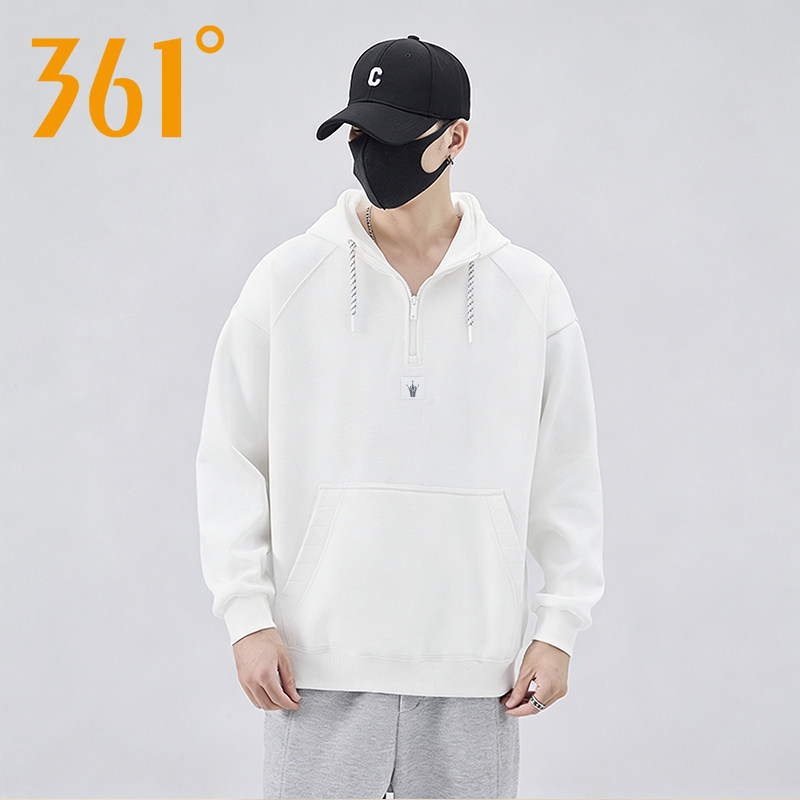 361度半拉链连帽卫衣男2026春季新款休闲套头衫男士潮流运动上衣