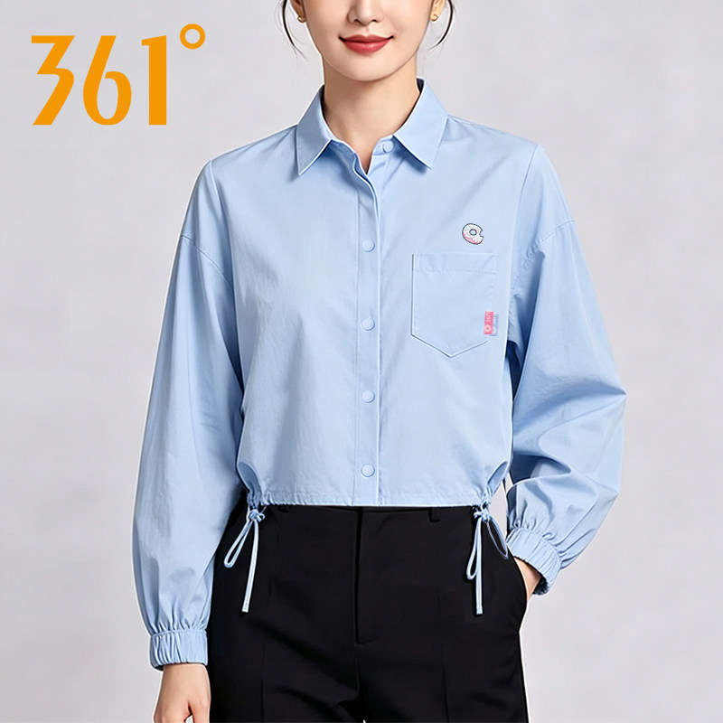 361度翻领长袖衬衫女2026夏季新款冰丝透气风衣运动休闲夹克衫女