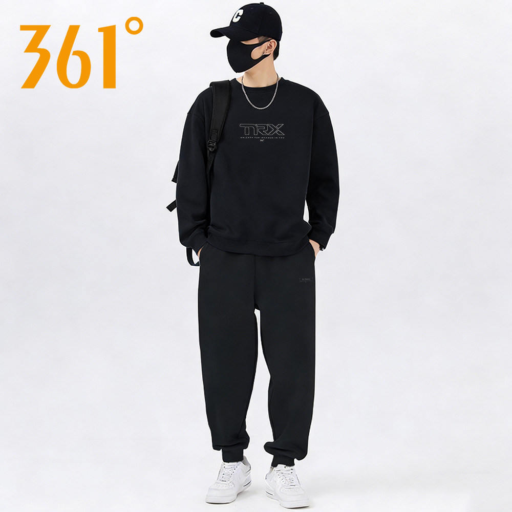 361度男士运动套装2026新款春季圆领卫衣卫裤男款潮流休闲运动服