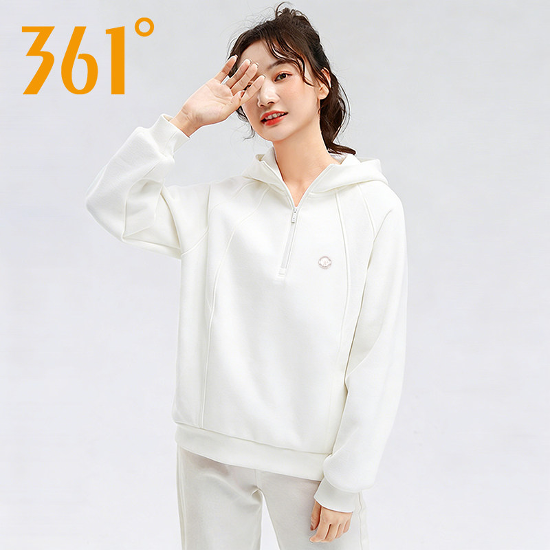 361度半拉链卫衣女2026春季新款连帽针织外套休闲运动服上衣女装