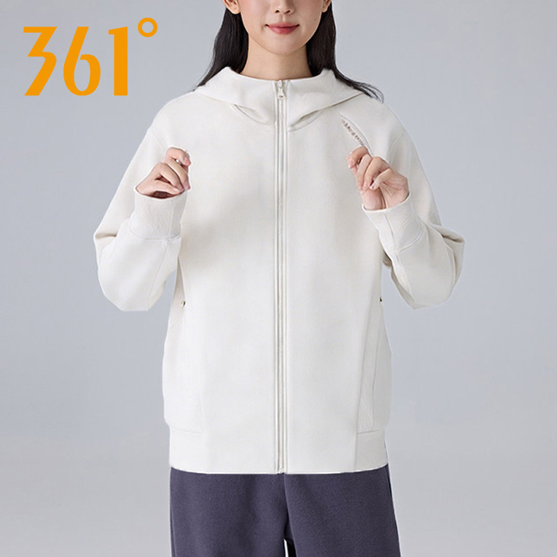 361度运动外套女2026春季新款针织连帽开衫卫衣女士休闲百搭上衣