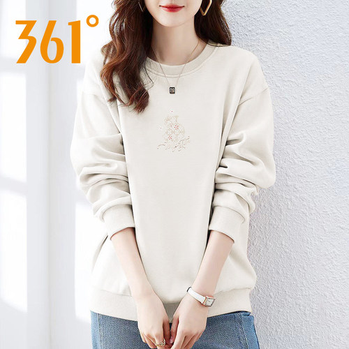 361运动卫衣女2025春秋季新款舒适针织休闲宽松圆领长袖套头上衣