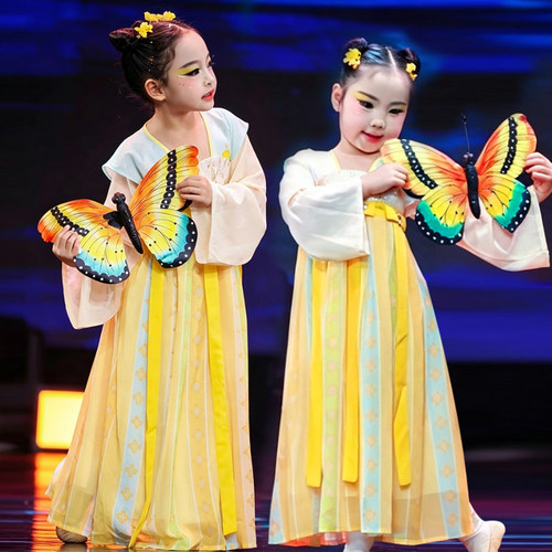 醉春风戏蝶舞飞扬儿童演出服中秋表演服装古典舞蹈服蝴蝶道具新款
