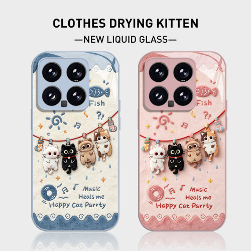 ins晾衣小猫手机壳适用小米红米