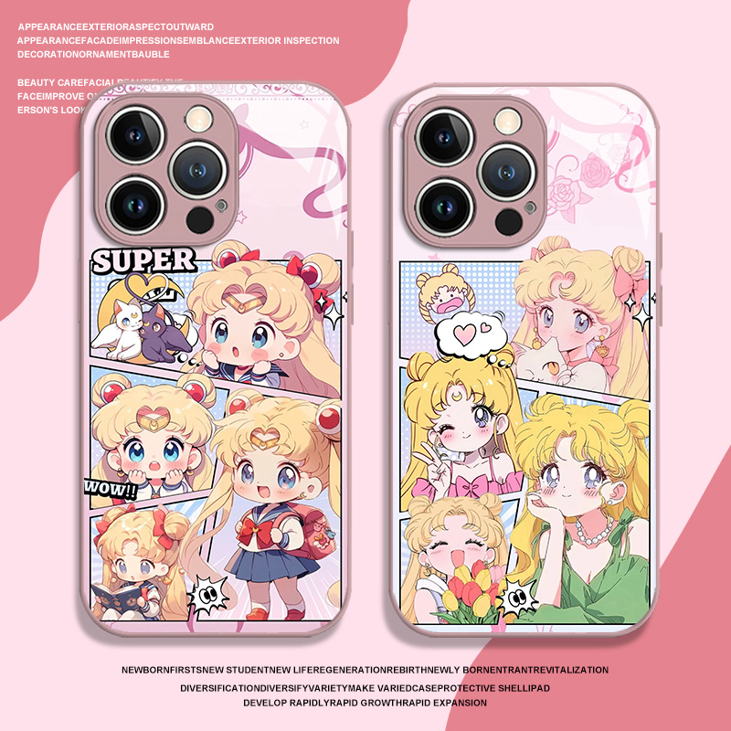 漫画水冰月适用苹果16手机壳iphone15promax美少女战士14plus可爱13mini玻璃12新款11卡通x网红8女xr/xs/7/se