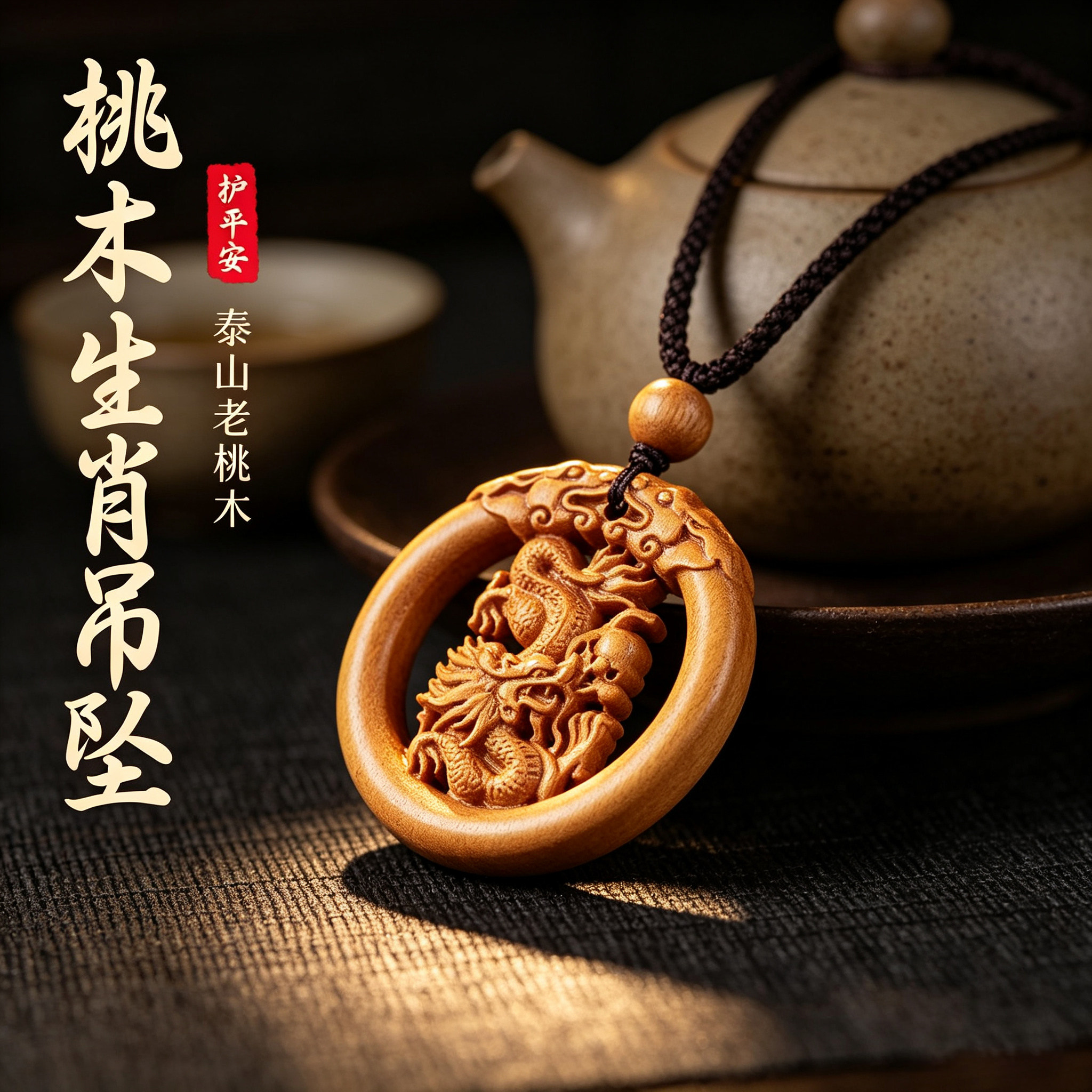 老桃木生肖本命年转运护身符吊坠