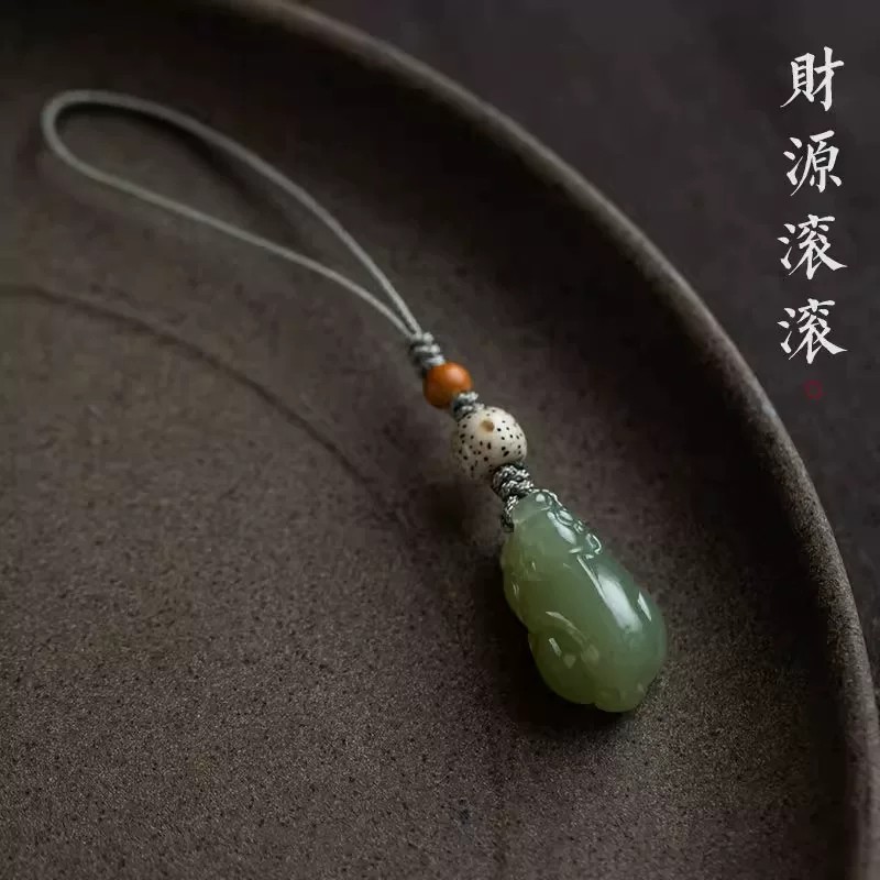 天然玉石女貔貅手机链招财吉祥高档手机挂绳挂件挂饰平安转运挂链