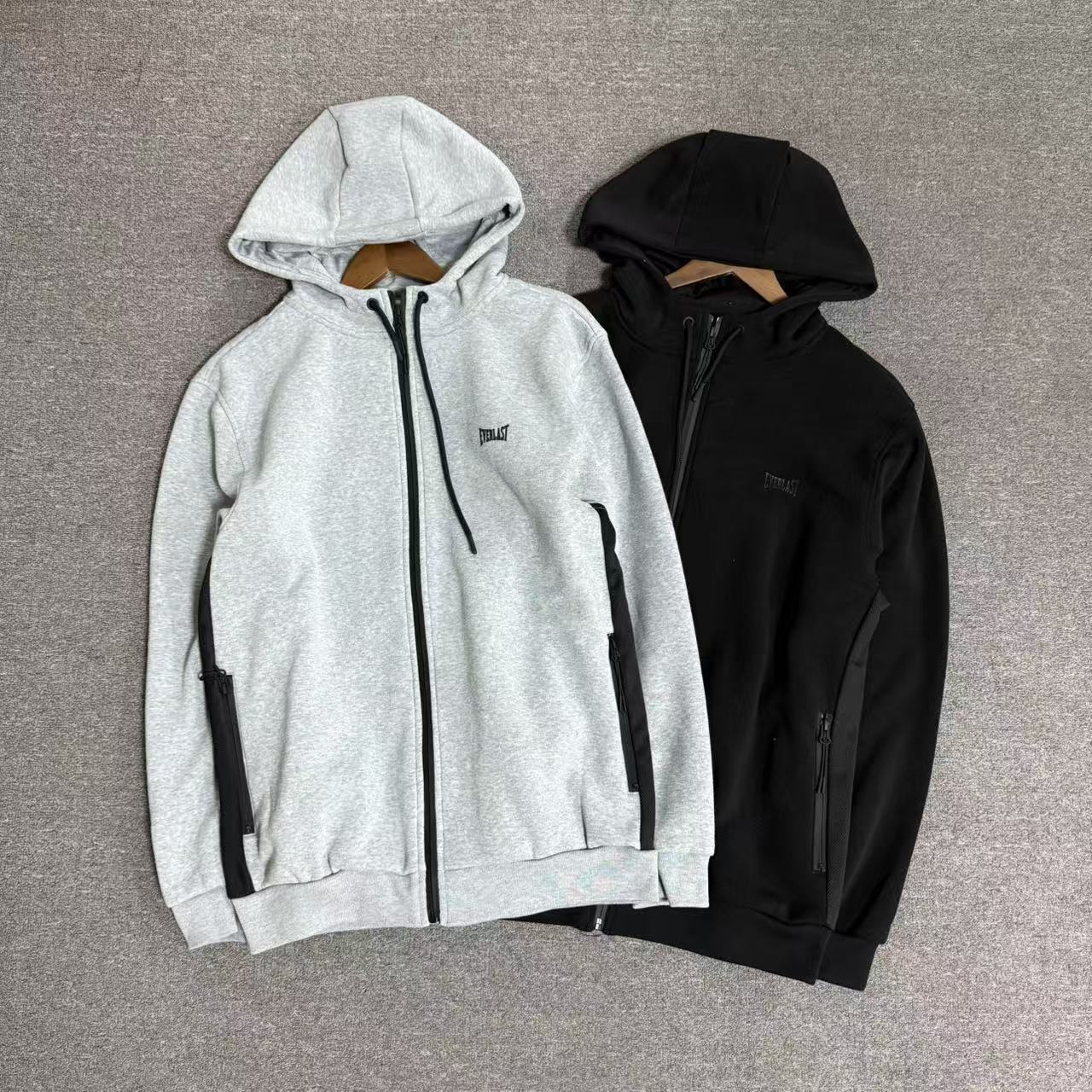 EV拉绒面料男字母胶印拉链连帽