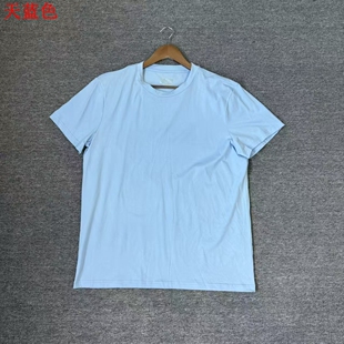飞姐外贸小铺 撤柜货氨纶棉汗布男纯色净版经典百搭圆领短袖T恤