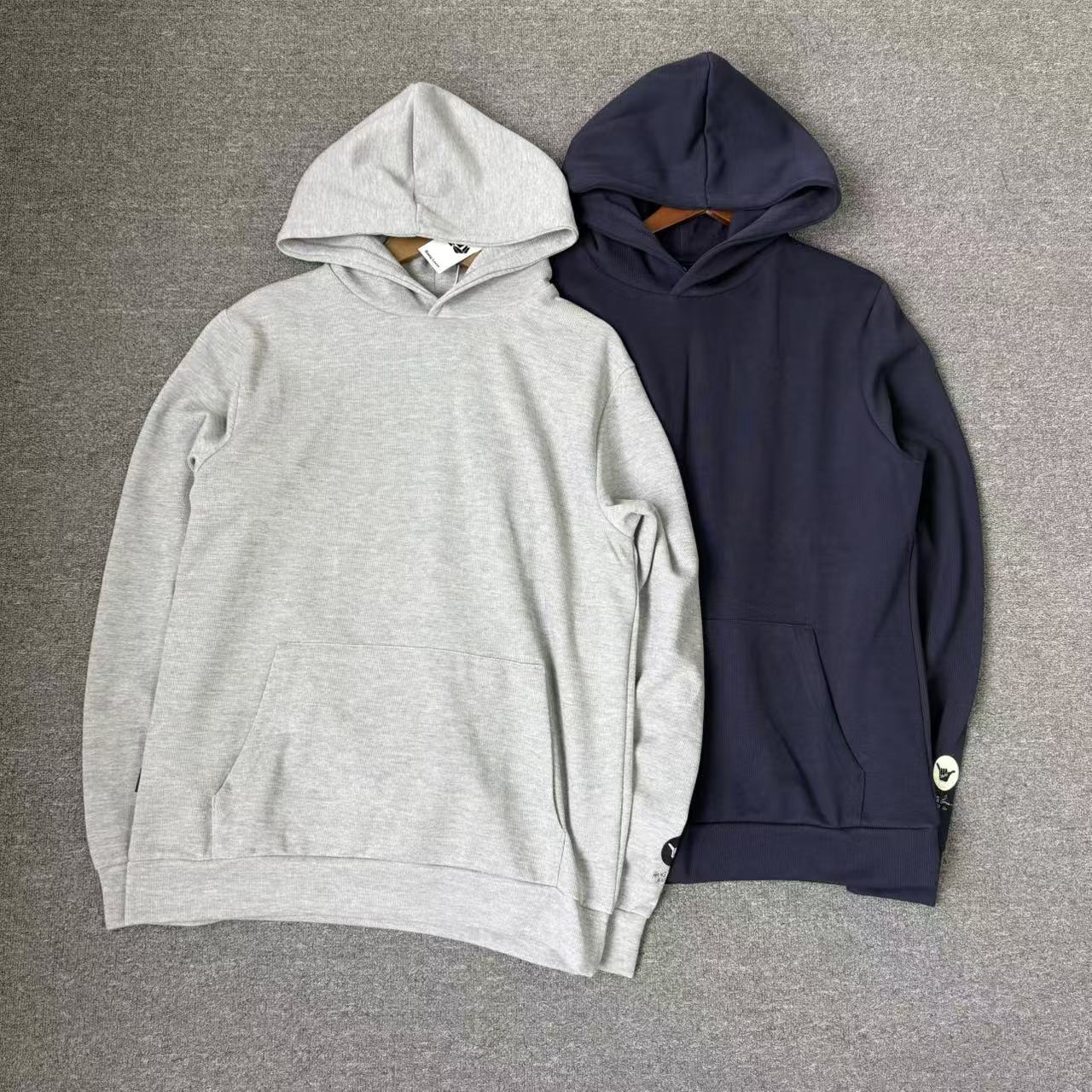 双面织螺纹布男休闲连帽卫衣