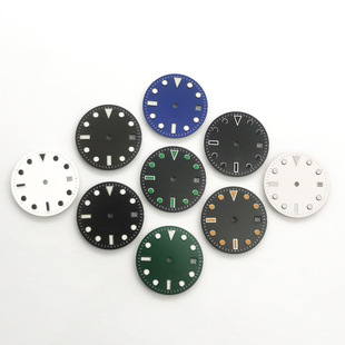 手表改装配件28.5mm无唛副唛表盘夜光适合8215/NH35机芯手表配件