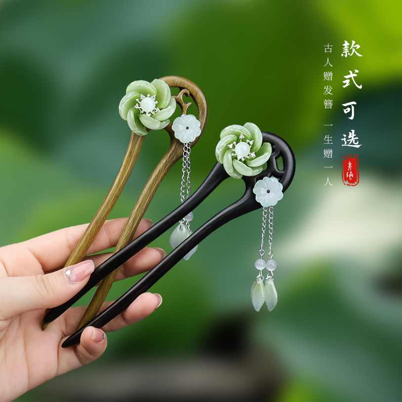 发簪女2025新款檀木简单大气高级