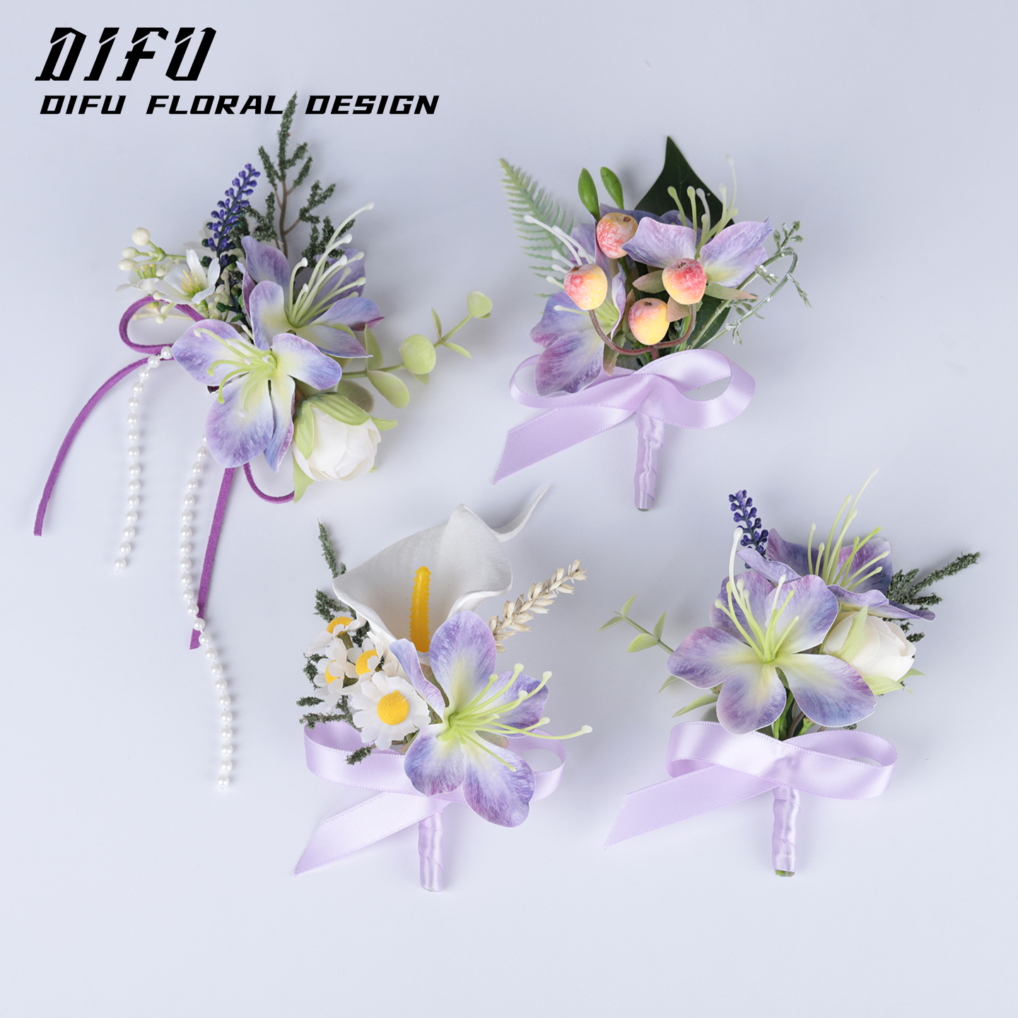 梦幻紫仿真茉莉胸花婚礼嘉宾襟花